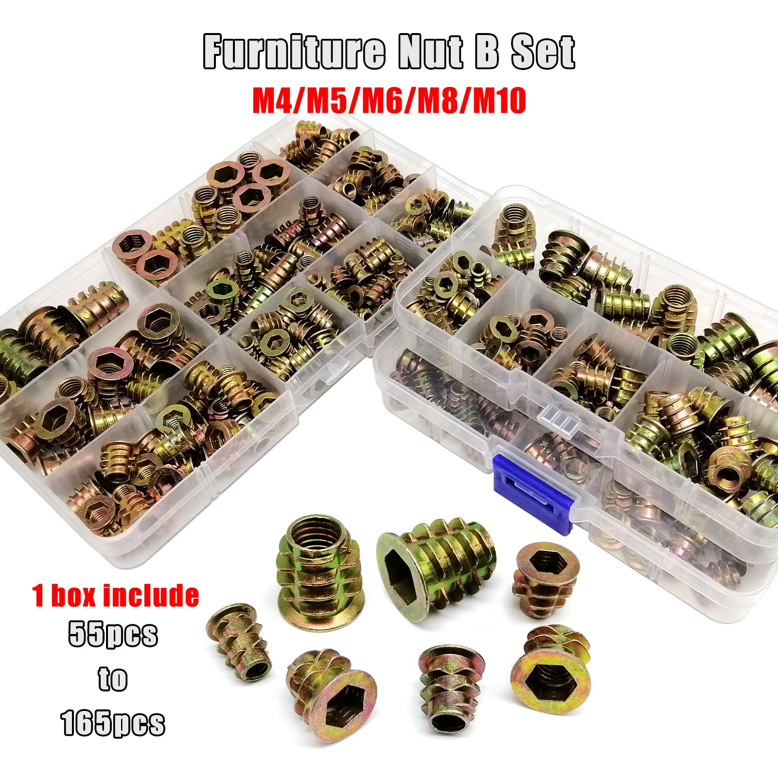 Cabinet Scraper Set - 165/75/55 Uds. Insertar tuerca E-Nut Mix